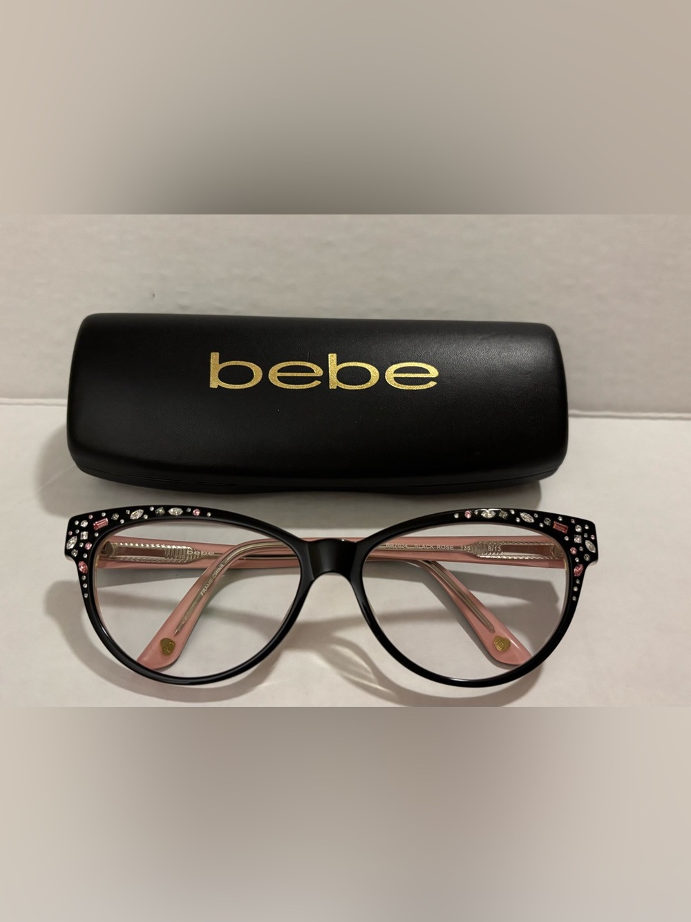 Bebe Bejeweled Black Rose Glasses